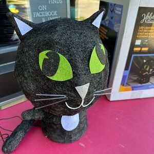 LED Light up Black Glitter Cat Halloween Decoration by Holiday Living